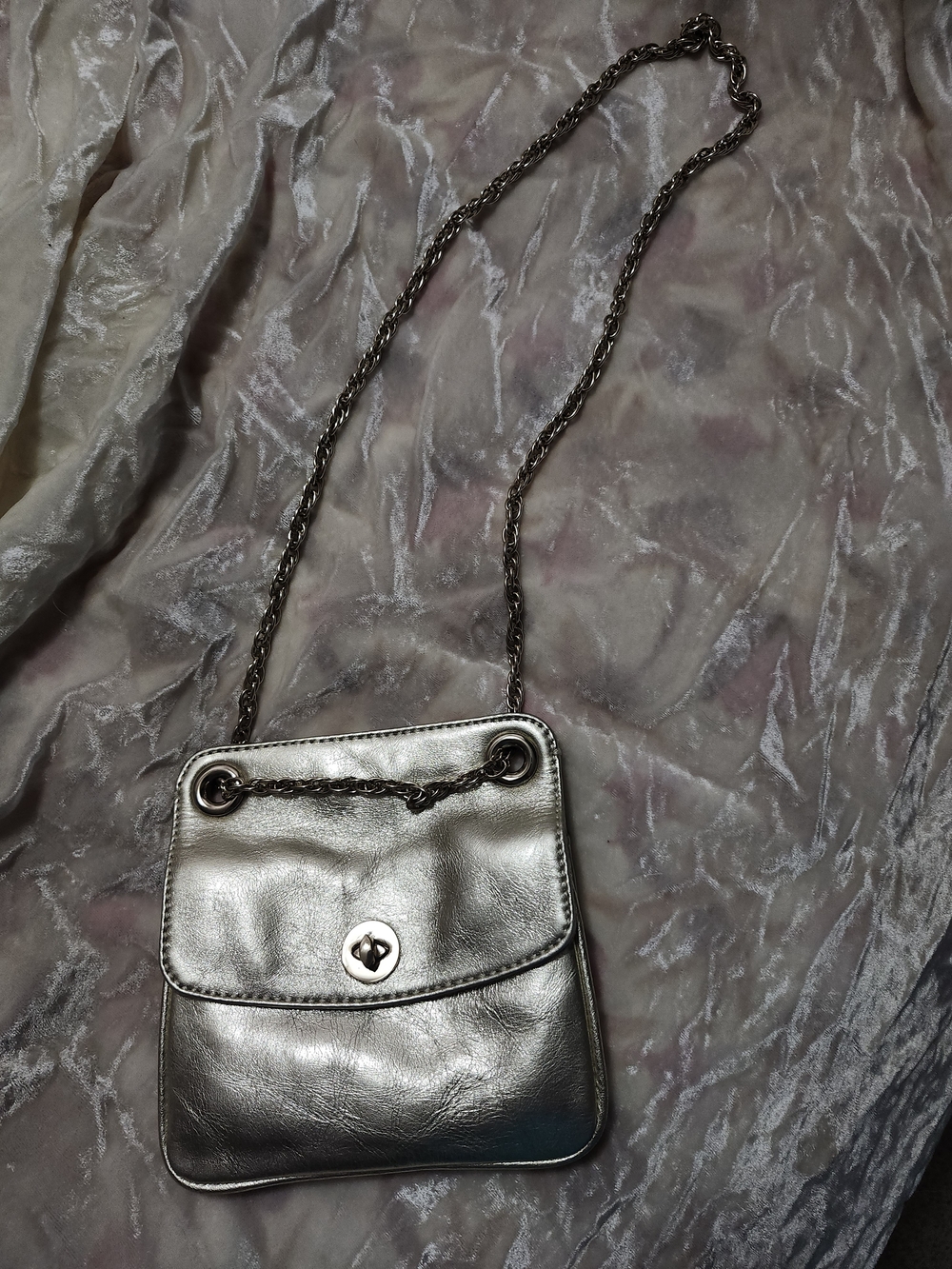 Talbots Metallic Silver Chain Strap Crossbody